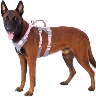 Безпечний нашийник для собак Huntboo: анти-втеча, для паніки, з ручкою, регульований (M, рожевий)