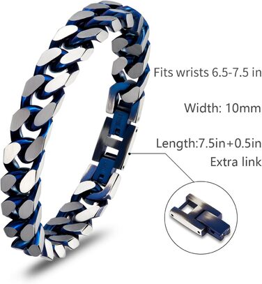 Чоловічий браслет Lucky2+7 з ланцюжком у стилі Куба, срібно-чорний, з нержавіючої сталі