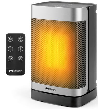 Керамічний тепловентилятор-товпіль Pro Breeze ThermaCube Plus 2200W з термостатом, дистанційним керуванням та Eco-режимом, обертання 65°, захист від перекидання