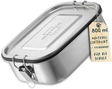 SILBERTHAL Stainless Steel Lunchbox with Compartments – 800ml Lunchbox for Kids & Adults – Leak-Proof & Lightweight - Flexible Divider