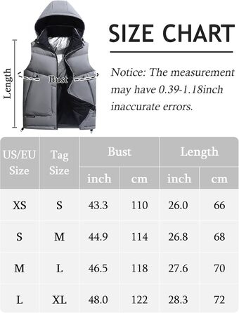 Чоловіча зимова жилетка AIEOE з PU-матеріалу, без рукавів, Outdoor-куртка з капюшоном, термо-стеганий жилет, тепла, з утеплювачем, водонепроникна (L, сірий)