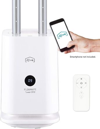 Вентилятор вежа Djive Flowmate Tower Arctic White з HEPA-фільтром, Wi-Fi, Alexa, пульт ДК