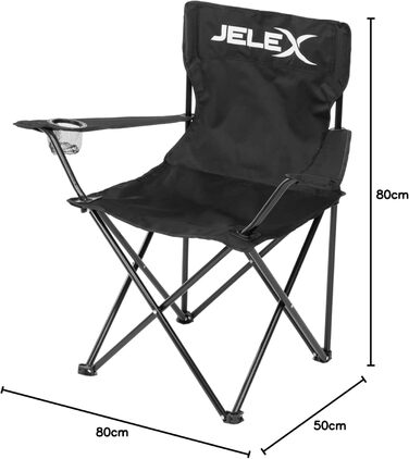 Складний туристичний стілець JELEX Expedition з підлокітниками та тримачем для напоїв, чорний