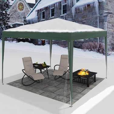 WOLTU Pop-Up Pavilion Waterproof Folding Pavilion Sun Shade Event Pavilion Garden Pavilion for Terrace Camping Festival Pagoda Tent with Oxford Fabric and Metal Frame 3 x 3 m PVL0002be (Green)