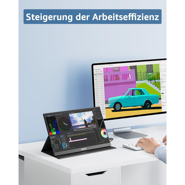 Портативний монітор Yodoit 16' FHD 1920x1200 IPS з USB-C, динаміками та Smart Cover (Чорний)