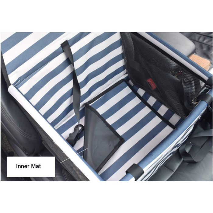 Автомобільний чохол на сидіння для собак та котів, дихаючий, водонепроникний, з безпечною шлейкою, блакитний у смужку