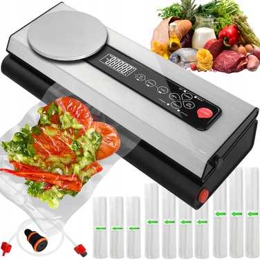 Вакуумний пакувальник Ruhhy для продуктів з вагами, 120 Вт, 30 см, 5 вакуумних пакетів у комплекті