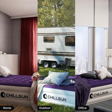 Надувний матрац CHILLSUN 190x100x40 см з вбудованим насосом. Самостійно надувний, для дому, гостей, кемпінгу та подорожей. Односпальний/Twin матрац 41 см