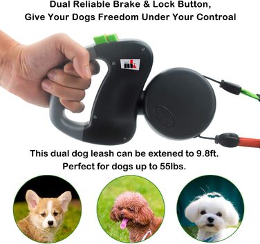 Автоматична собача леїнка Makife Dual Doggie - 3м, для маленьких та середніх собак, з пакетиками для вигулу (15 шт)