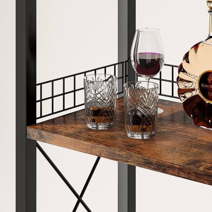 Homeiju Wine Rack, Freestanding Floor, Bar Cabinets for Liqueurs and Glasses, 4-Tier Bar Cabinet with Table Top, Glass Holder, Storage Drawer and Wine Storage for Living Room, Kitchen