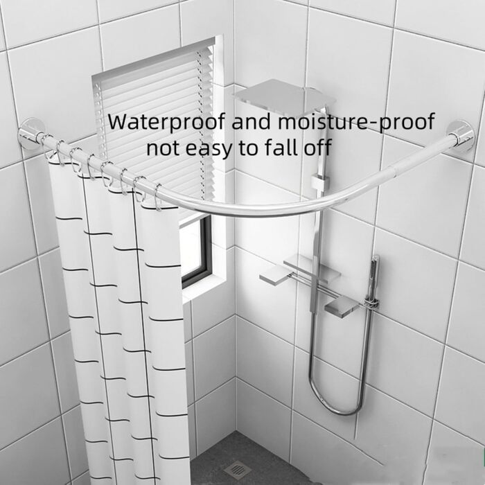 Штанга для душу без свердління, L-подібна, регульована, з нержавіючої сталі, для ванної кімнати та гардеробної (75-95 x 75-95 см), срібна