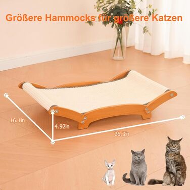 Кігтеточка-ліжко для котів з сизалю, масивне дерев'яне ліжко, кігтеточка-стілець, лежанка для котів, кігтеточка з сизалю, велика, для дому