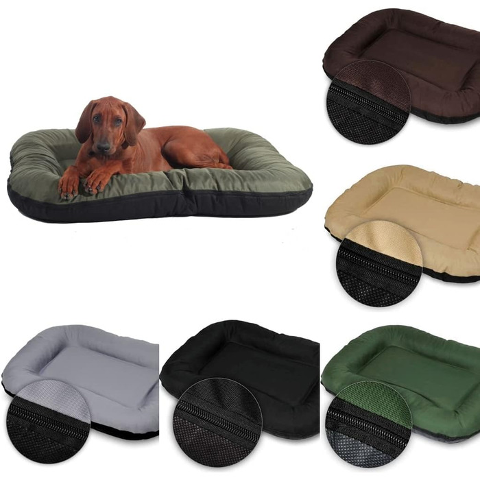 Ліжко для собак середніх порід 4L Textil KLEO, 90x70 см, водонепроникне, знімний чохол, темно-зелене