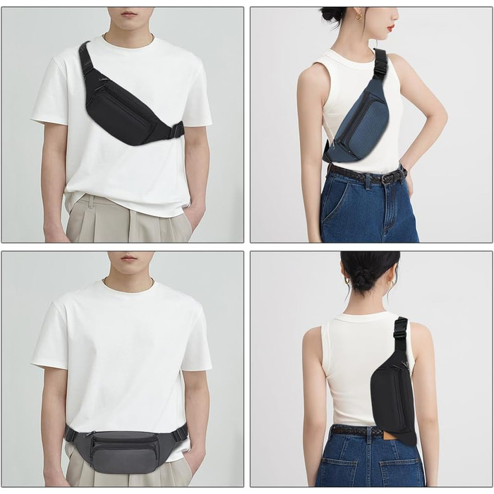 Поясна сумка на пояс для чоловіків та жінок, спортивна, для подорожей, прогулянок з собакою, на вулицю (сіра)