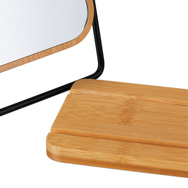 Relaxdays Table Mirror with Bamboo Frame