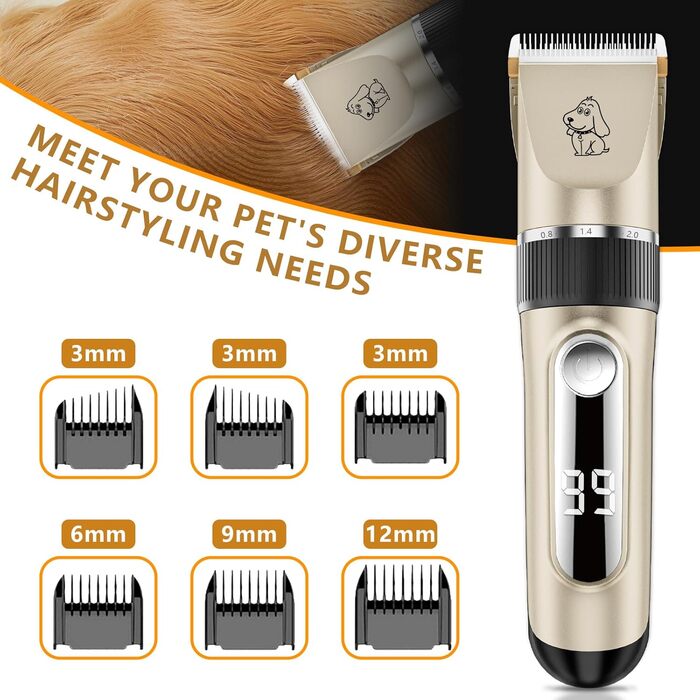Професійна машинка для стрижки тварин IPX7: тиха, бездротова, для собак та котів. Підходить для всіх типів шерсті