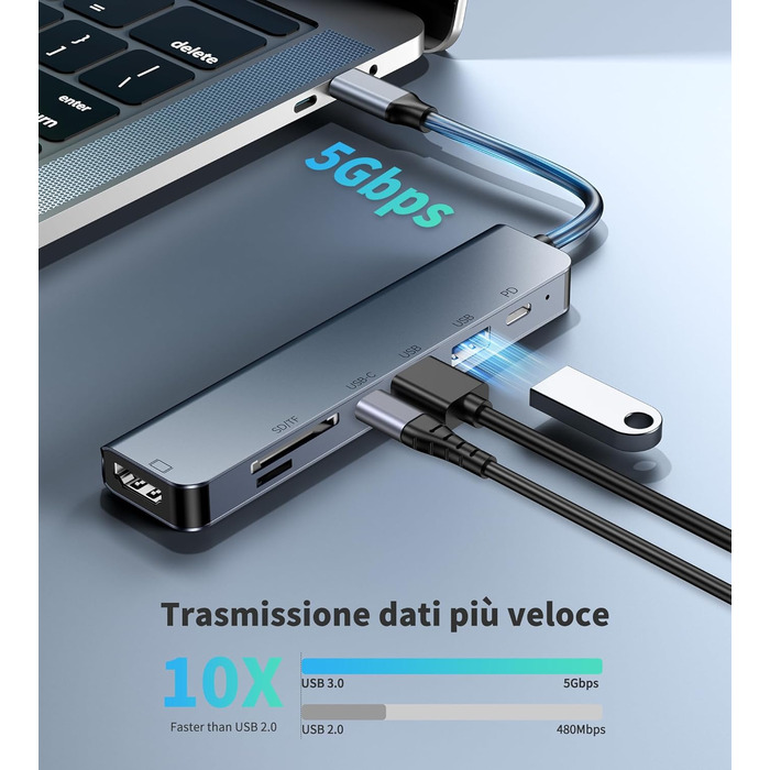 Док-станція USB-C з підставкою для ноутбука 8 в 1, хаб USB-C 4K@30Hz HDMI, SD/TF, адаптер для MacBook Pro Air, HP, Dell, Thinkpad, Surface (M79)