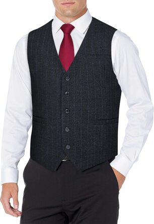 Жилет чоловічий HISDERN в клітинку, формальний, класичний, бавовна, для весілля, в клітку 'Геллер', костюмний, чорний, сірий, XL