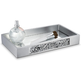 Набір аксесуарів для ванної кімнати Dwellza, сріблястий мозаїчний набір, 6 предметів, включає: дозатор мила, тримач для зубних щіток, стакан, мильниця, кришка для серветок, сміттєвий бачок (унікальний)