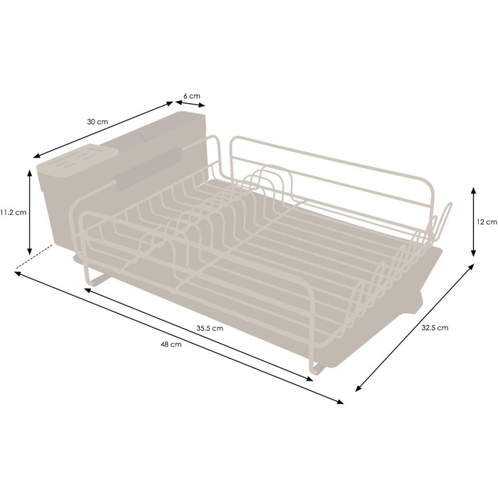 Premium Dish Drying Rack – Drying Rack for Plates with Cutlery Holder and Catch Basin – Black Powder-Coated Steel