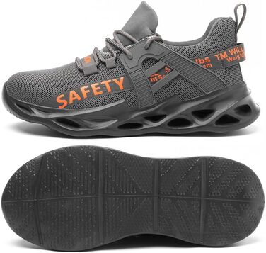 Черевики робочі чоловічі безпекові легкі зі сталевим носком, дихаючі, розміри 39-48 EU, 42 EU, темно-сірий