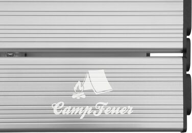 Складаний туристичний стіл CampFeuer: 90,5 x 51,5 см, з сумкою. Ідеальний для кемпінгу, дачі, балкону та подорожей. Регульована висота, срібний колір.