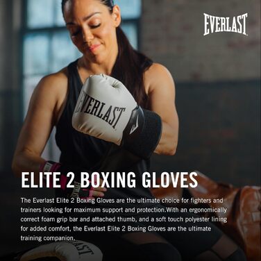 Боксерські рукавички Everlast Elite 2 - для спарингу, роботи з мішком та відбивання ударів, 16oz, Klettverschluss, ергономічний хват