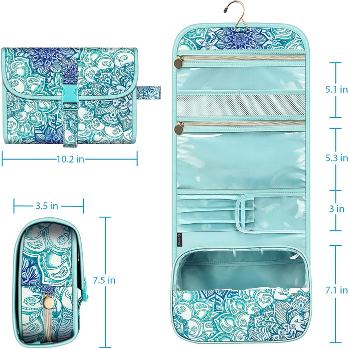 Fintie Косметичка-органайзер для подорожей, велика водонепроникна сумка для макіяжу, блакитного кольору, для жінок та дівчат