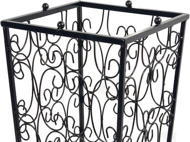 AcornFort Large Black Metal Umbrella Stand with 4 Hooks - Entryway, Office, Hallway Storage - Water Resistant Base (56x25x25cm)