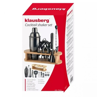 Барменський набір Klausberg, 16 предметів, з бамбуковим стійкою