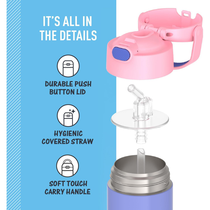 Термос FUNTAINER 355 мл: дитяча пляшка з нержавіючої сталі з ізоляцією, фіолетовий/рожевий