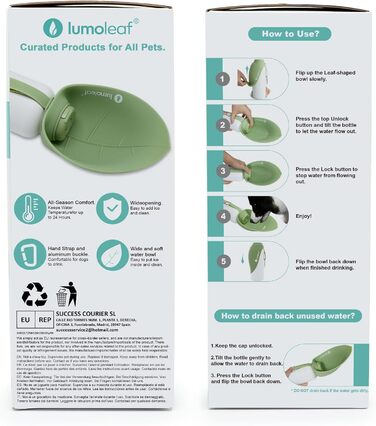 Термофляга для собак LumoLeaf з нержавіючої сталі, 800 мл, зелена - зберігає воду холодною/теплою, довговічна, портативна