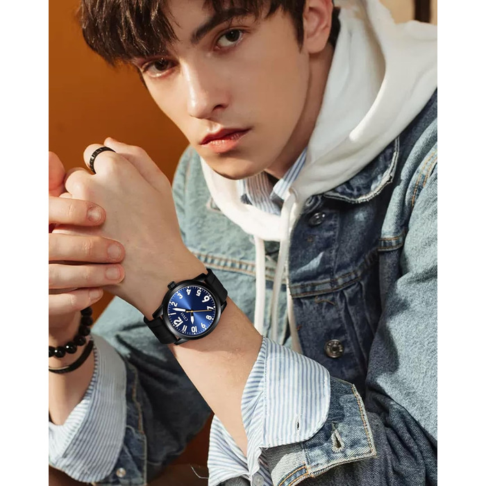 Чоловічий годинник CIVO з великими цифрами: аналоговий класичний годинник на зап'ясті з великими цифрами - водостійкий кварцовий годинник у військовому стилі з підсвічуванням - подарунок для чоловіків, людей похилого віку з поганим зором (C1 Чорний)