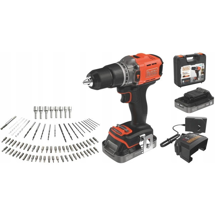 Акумуляторний дриль-шуруповерт Black & Decker BCD383D2XKA 18 В, 2 x 2 Аг