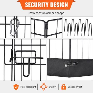 VEVOR 8-Panel Foldable Dog Playpen - 61cm High, Waterproof Oxford Fabric with Mat & Cover