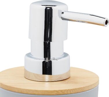 Набір для ванної кімнати Relaxdays, 6 предметів: аксесуари для ванної з пластику та бамбуку, повна комплектація, сірий колір