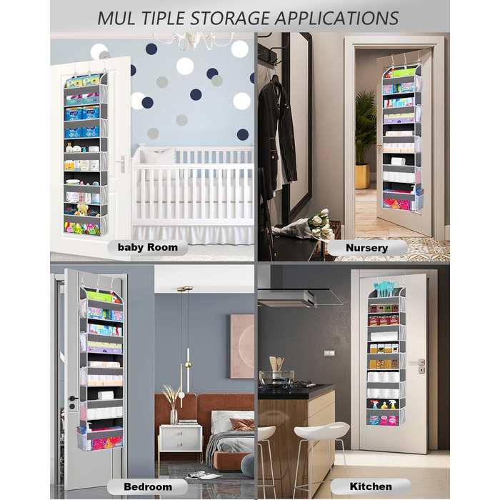 Органайзер на двері 5-ти секційний складний темно-сірий (2 шт) для ванної, дитячої, кемпінгу - підвісний стелаж для зберігання