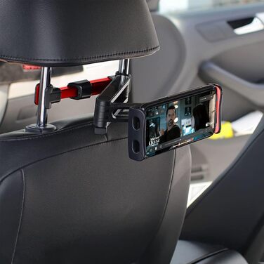 Універсальний тримач для планшета в авто, регульований, для iPad/iPhone/Samsung Galaxy Tab/Kindle Fire HD/Nintendo Switch, 4.4-11 дюймів, червоний/чорний