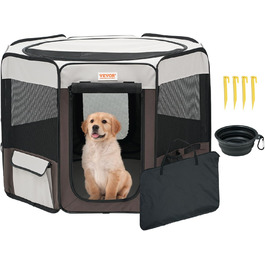 Вольєр для цуценят VEVOR, складаний, 914 x 914 x 584 мм, з мискою, 600D Oxford, для собак та інших дрібних тварин, чорний