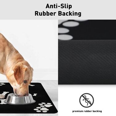 Нековзна килимок під миску для собак та котів Walant, легко миється, швидко сохне, чорний