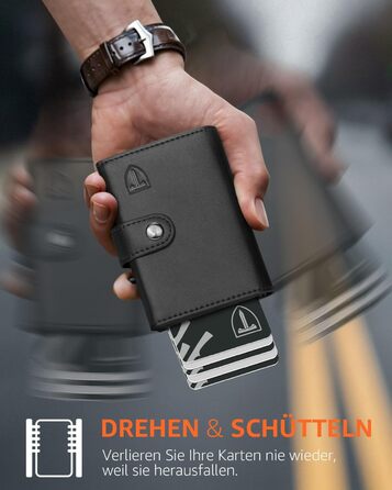 Чоловічий гаманець TEEHON з захистом RFID, з штучної шкіри, з 5 відділеннями для карток, відділенням для грошей та кишенькою для монет, чорний (класичний)