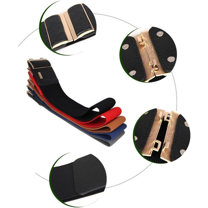 Жіночий еластичний широкий пояс для талії з пряжкою, 7.5 см, розмір M (об'єм талії 81-89 см)