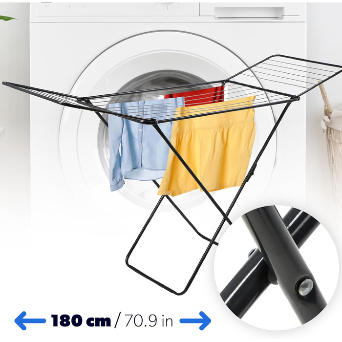 Сушарка для білизни KADAX з крилами, 18/23м, сталева, складна (біла/чорна)