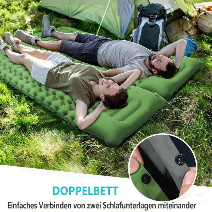 Надувний килимок для кемпінгу Isomatte - самонадувний, 9 см, для авто, намету, трекінгу, пляжу (зелений)