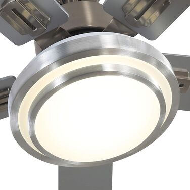 Вентилятор стельовий FINXIN з LED-лампою 132/122 см для спальні, вітальні, їдальні. 5 лопатей, Brushed Nickel, з пультом керування