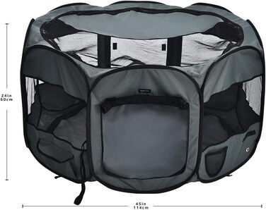 Amazon Basics Octagon Portable Pet Playpen - 114cm Grey