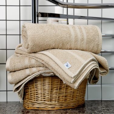 Набір банних рушників Tens Towels з 100% бавовни, 4 шт, 68.6 x 137.2 см, швидкосохнучі та легкі рушники для ванної кімнати, бежеві