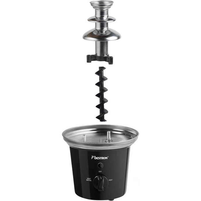 Шоколадний фонтан Bestron з 3 ярусами, 60 Вт, чорний колір, з підігрівом