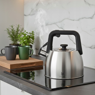 Класичний сталевий чайник Karl Hausmann, 2,5 л, чорний, сріблястий, сірий