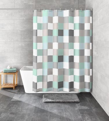 Штора для душу Kleine Wolke Check, 180x200 см, блакитна - водонепроникна штора у ванну